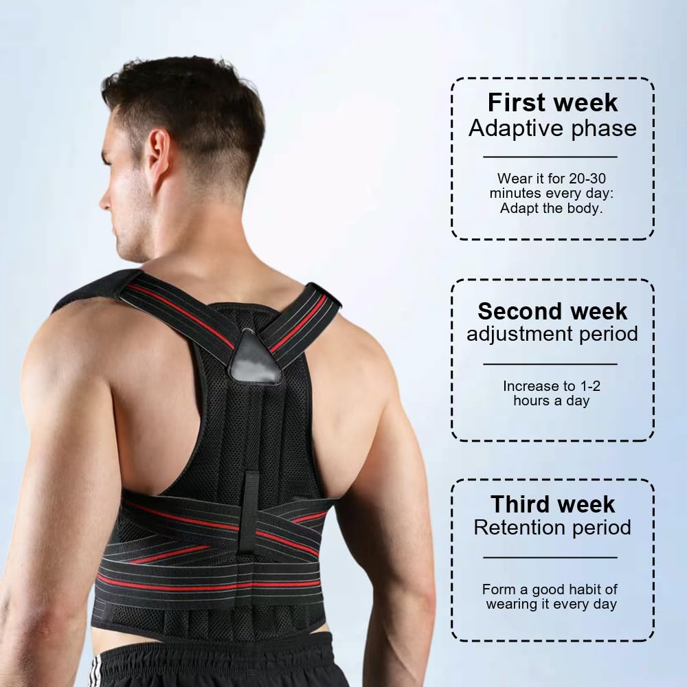 Transform Your Posture with Our Adjustable Back Brace - Ultimate Relief for Back Pain, Scoliosis, and Hunchback - Large Size for Waistline 33.5In-37.4In