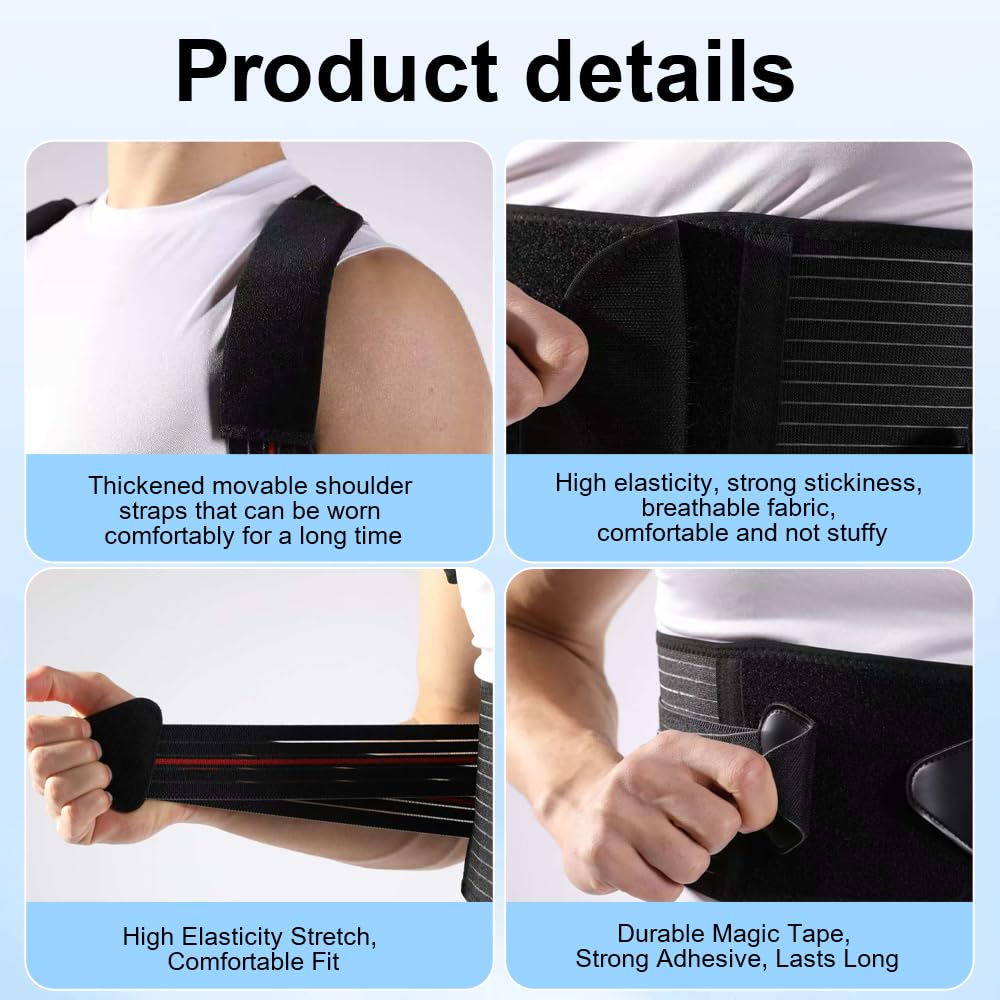 Transform Your Posture with Our Adjustable Back Brace - Ultimate Relief for Back Pain, Scoliosis, and Hunchback - Large Size for Waistline 33.5In-37.4In