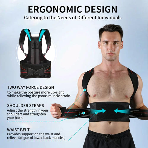 Transform Your Posture with Our Adjustable Back Brace - Ultimate Relief for Back Pain, Scoliosis, and Hunchback - Large Size for Waistline 33.5In-37.4In