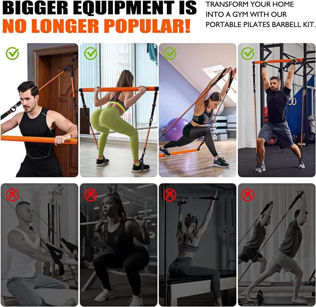 Transform Your Home Workouts with Our Multifunctional Pilates Bar Kit - Complete Set for Strength Training, Flexibility, and Full-Body Fitness